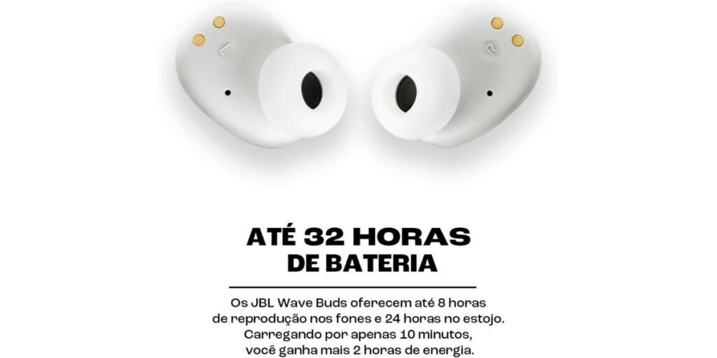 JBL Wave Buds TWS -Bateria de até 32 horas